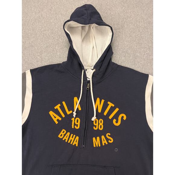 Atlantis Bahamas 1998 Hoodie Men's Medium Dark Blue Half Zip Sweater Pullover NW - Picture 2 of 10